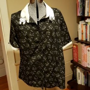 Button-down cat blouse